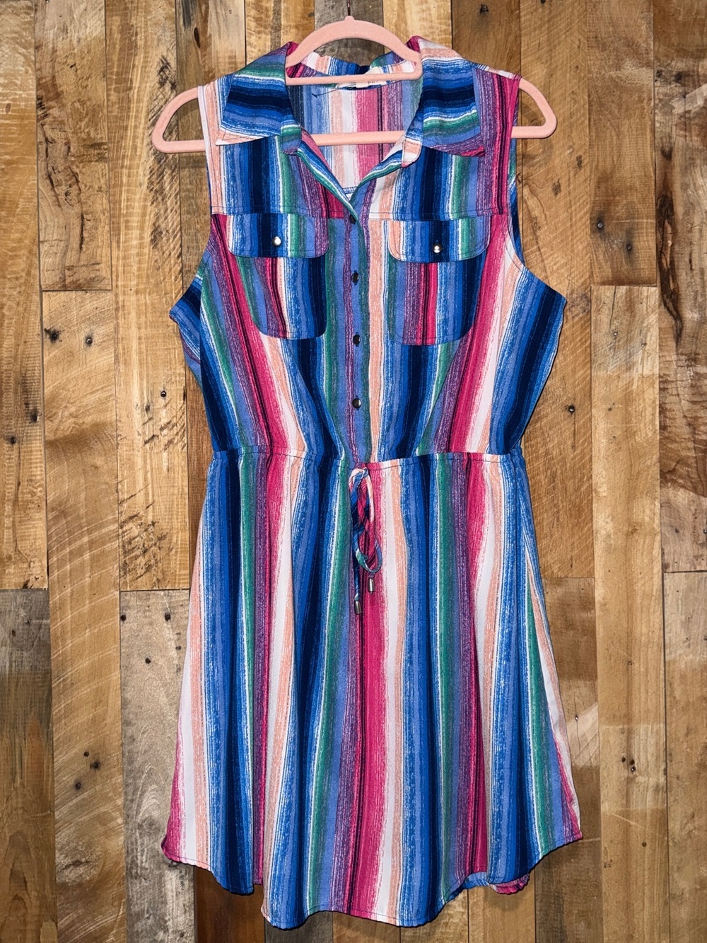 BeBop Multicolor Striped Sleeveless Shirt Dress - Picture 4 of 10